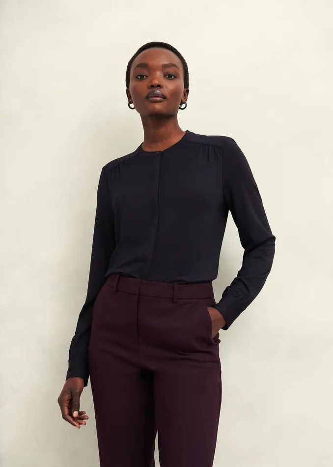 Women Tops Hobbs Alana Jersey Blouse Hobbs Navy