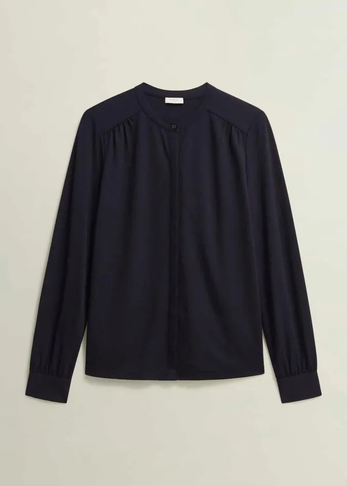 Women Tops Hobbs Alana Jersey Blouse Hobbs Navy