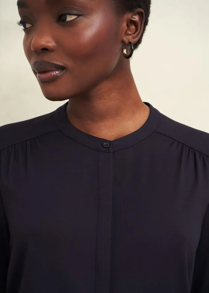 Women Tops Hobbs Alana Jersey Blouse Hobbs Navy