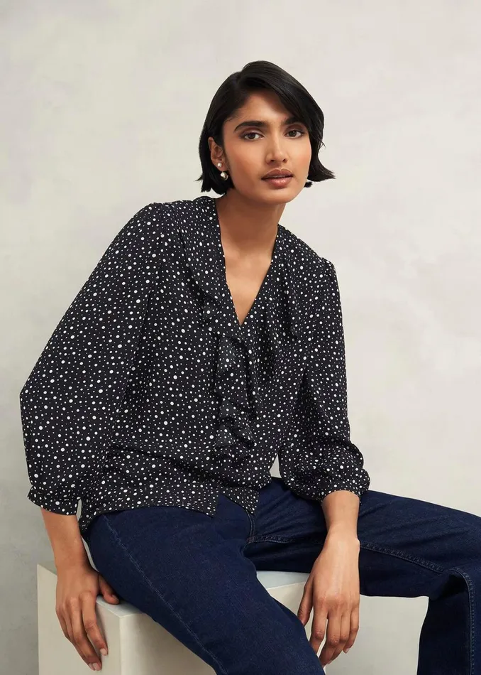 Women Tops Hobbs May Blouse Black Ivory