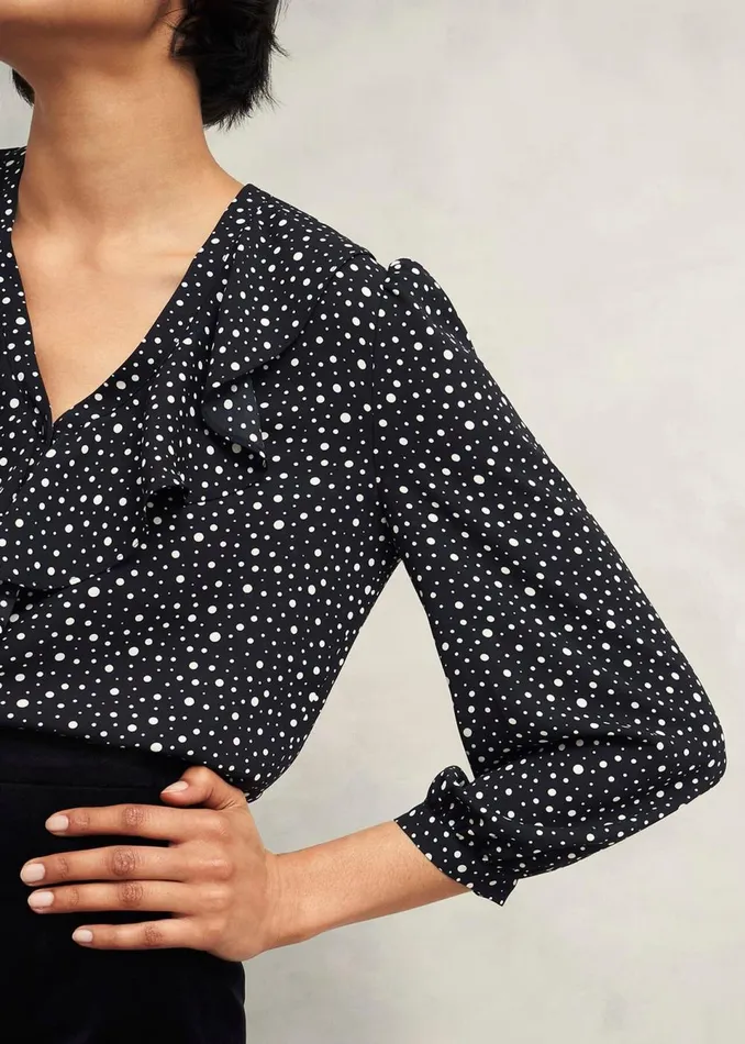 Women Tops Hobbs May Blouse Black Ivory