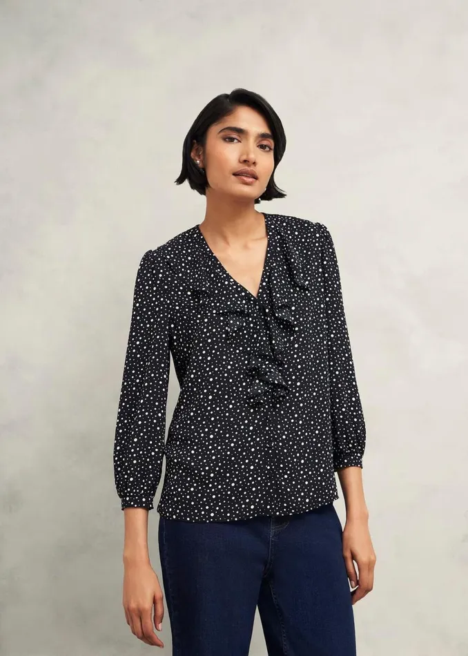 Women Tops Hobbs May Blouse Black Ivory