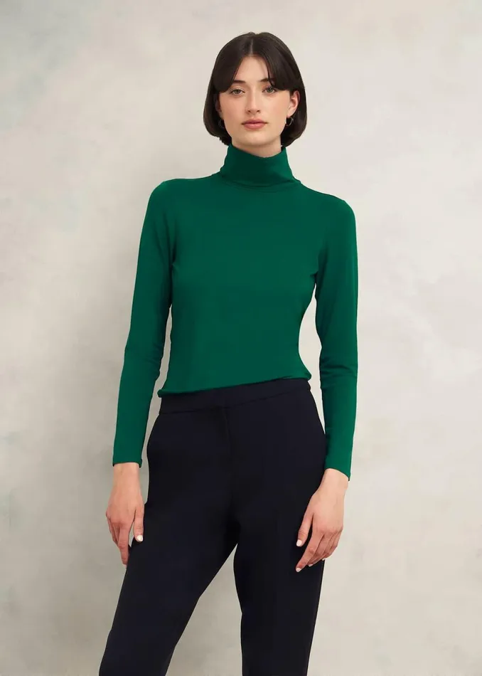 Women Tops Hobbs Mischa Roll Neck Top Agate Green