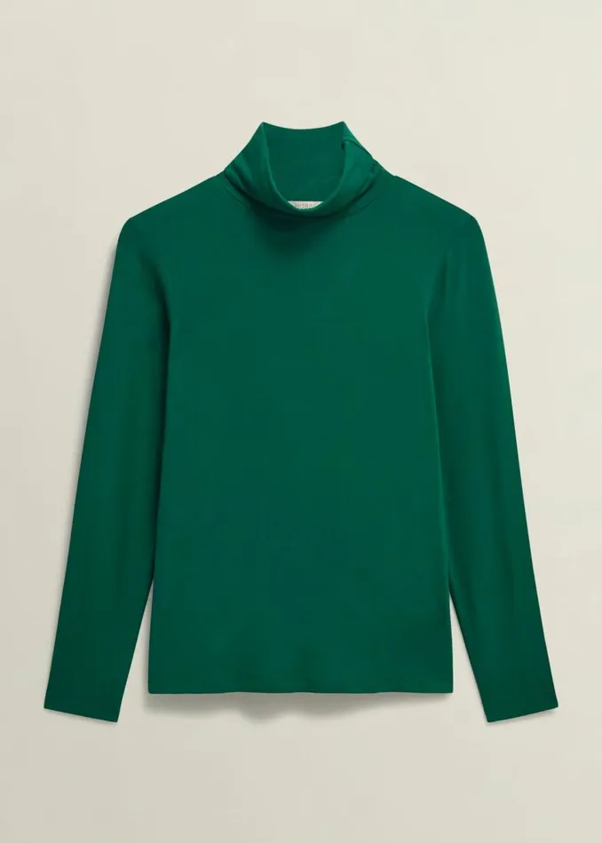 Women Tops Hobbs Mischa Roll Neck Top Agate Green