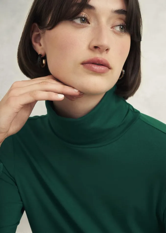 Women Tops Hobbs Mischa Roll Neck Top Agate Green