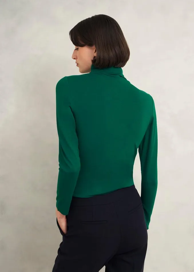 Women Tops Hobbs Mischa Roll Neck Top Agate Green
