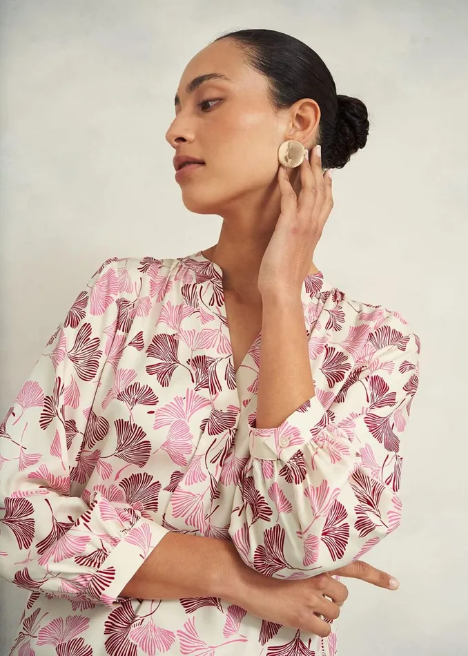 Women Tops Hobbs Rachael Blouse Cream Multi