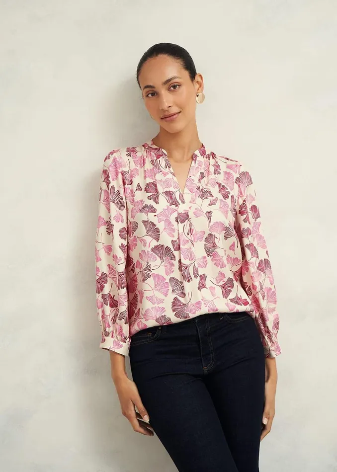 Women Tops Hobbs Rachael Blouse Cream Multi