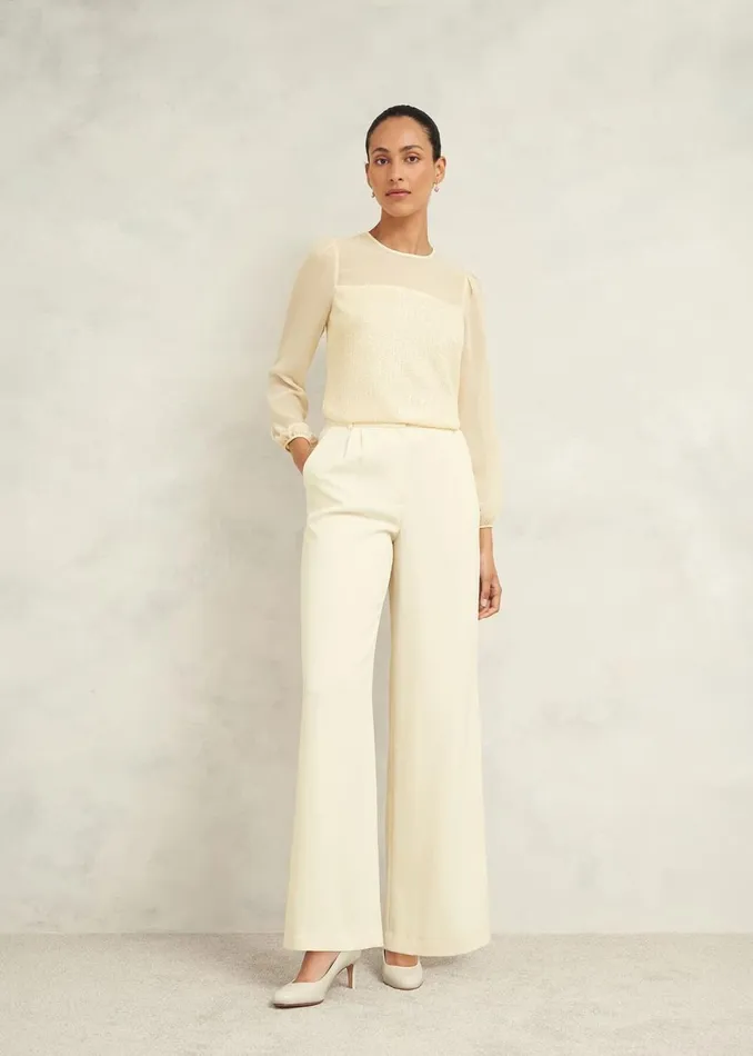 Women Tops Hobbs Zariah Sequin Top Buttercream