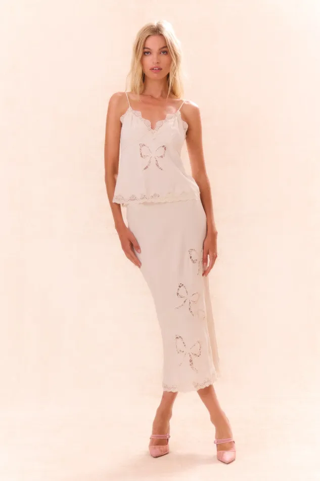 Women Tops LoveShackFancy Fox Bow Cami Top Cream
