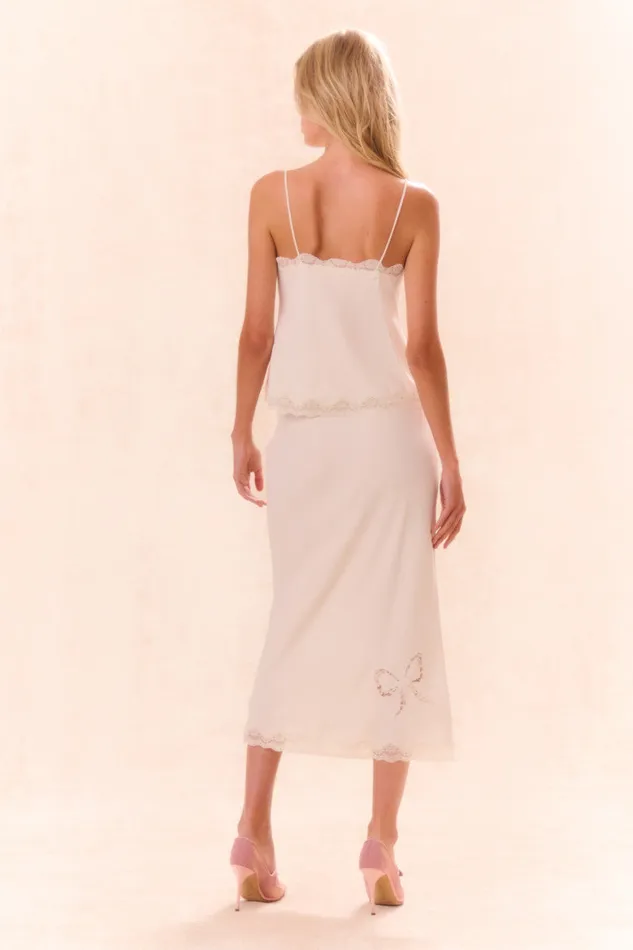 Women Tops LoveShackFancy Fox Bow Cami Top Cream