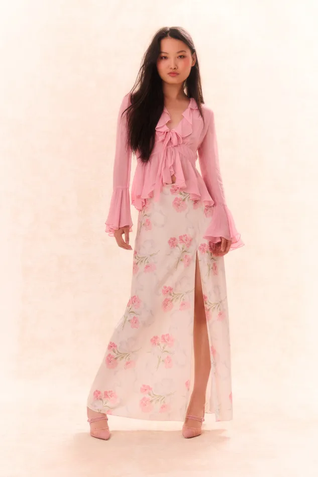Women Tops LoveShackFancy Ovidia Bell Sleeve Top Pink