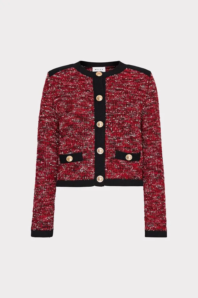 Women Tops Milly Kelly Textured Knit Cardigan Claret