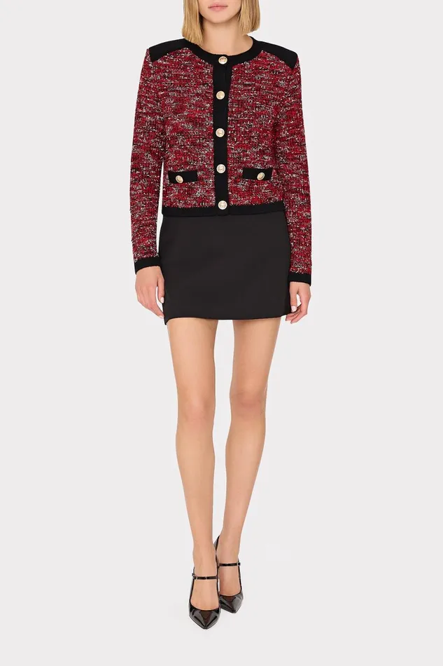 Women Tops Milly Kelly Textured Knit Cardigan Claret