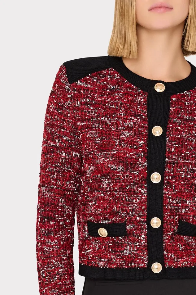 Women Tops Milly Kelly Textured Knit Cardigan Claret
