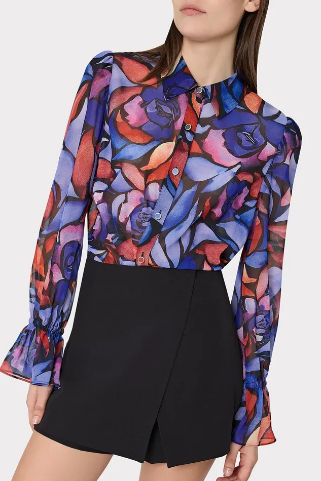Women Tops Milly Lacey Dream Rose Blouse Dream Rose Blue Women Tops Milly Lacey Dream Rose Blouse Dream Rose Blue