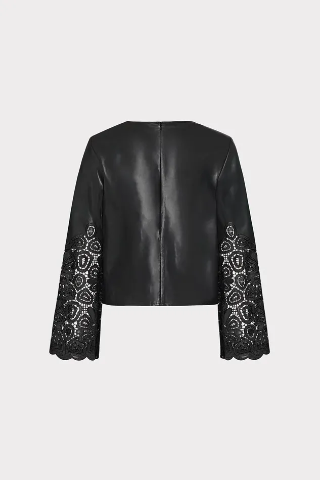 Women Tops Milly Lara Vegan Leather Long Sleeve Top Black Women Tops Milly Lara Vegan Leather Long Sleeve Top Black