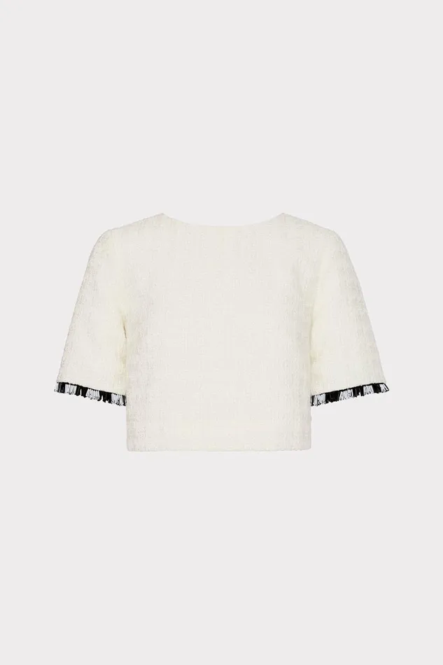 Women Tops Milly Lee Beaded Fringe Top Ecru