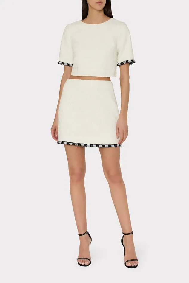 Women Tops Milly Lee Beaded Fringe Top Ecru