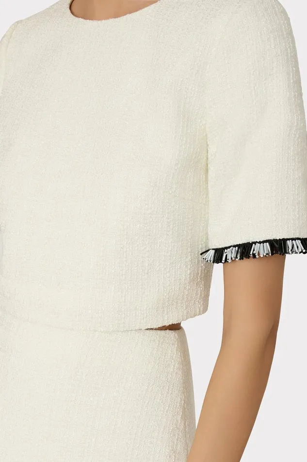 Women Tops Milly Lee Beaded Fringe Top Ecru