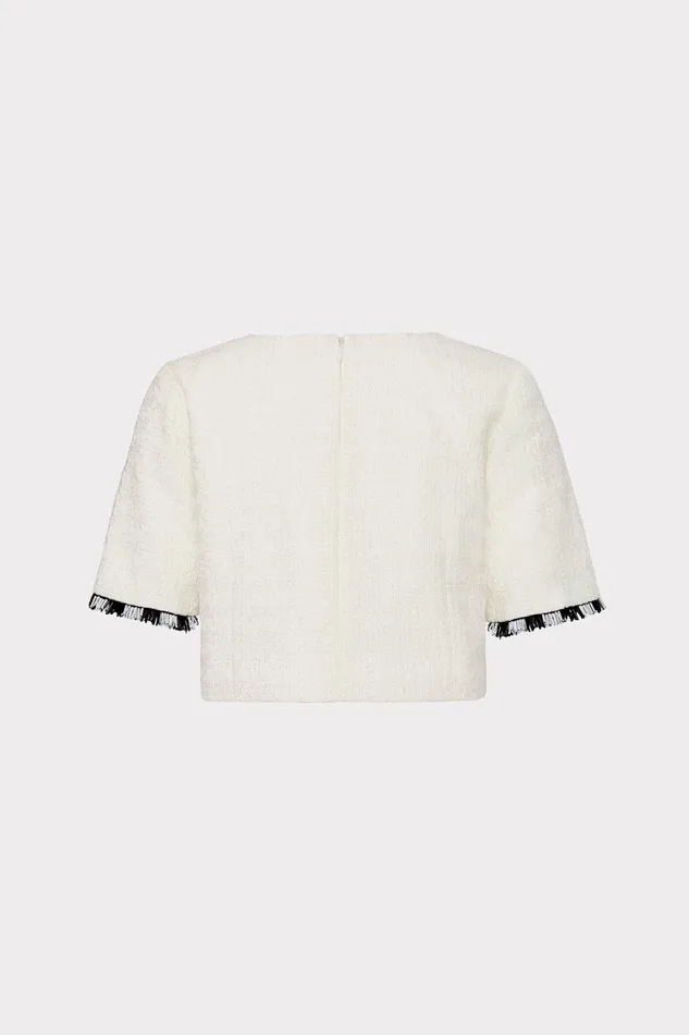 Women Tops Milly Lee Beaded Fringe Top Ecru