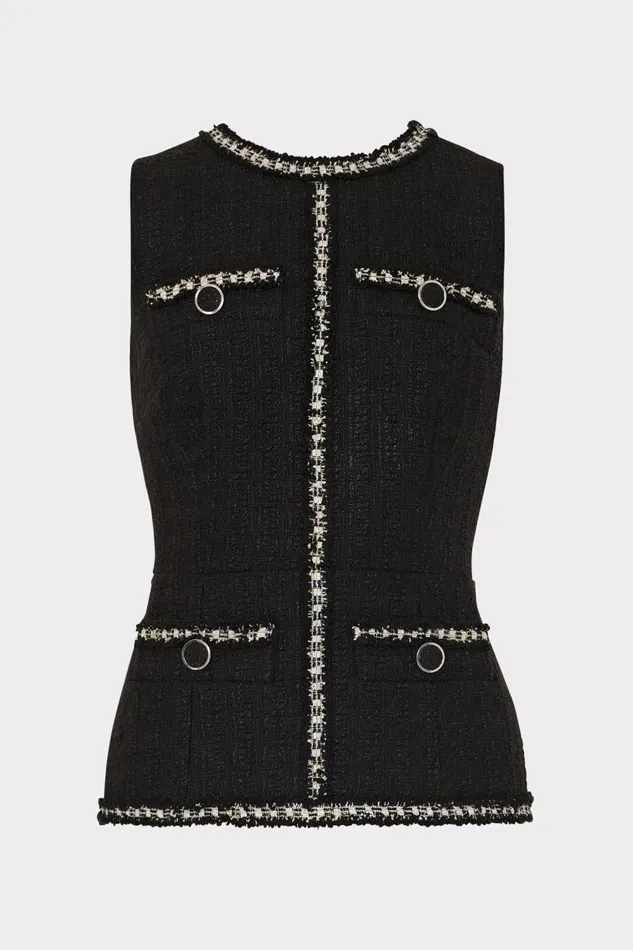 Women Tops Milly Nette Boucle Sleeveless Top Black