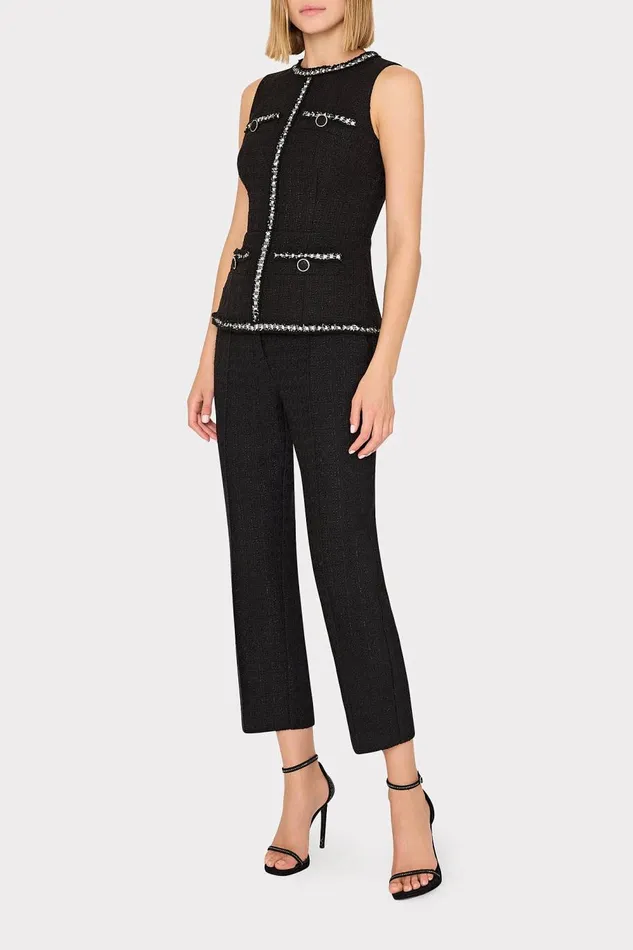 Women Tops Milly Nette Boucle Sleeveless Top Black Women Tops Milly Nette Boucle Sleeveless Top Black