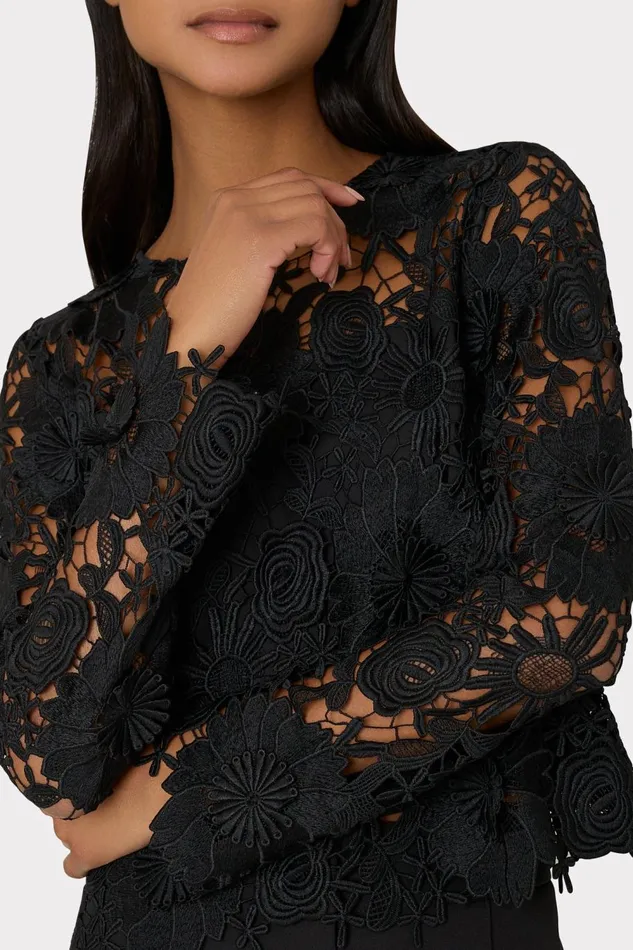 Women Tops Milly Nori Long Sleeve Lace Top Black Women Tops Milly Nori Long Sleeve Lace Top Black
