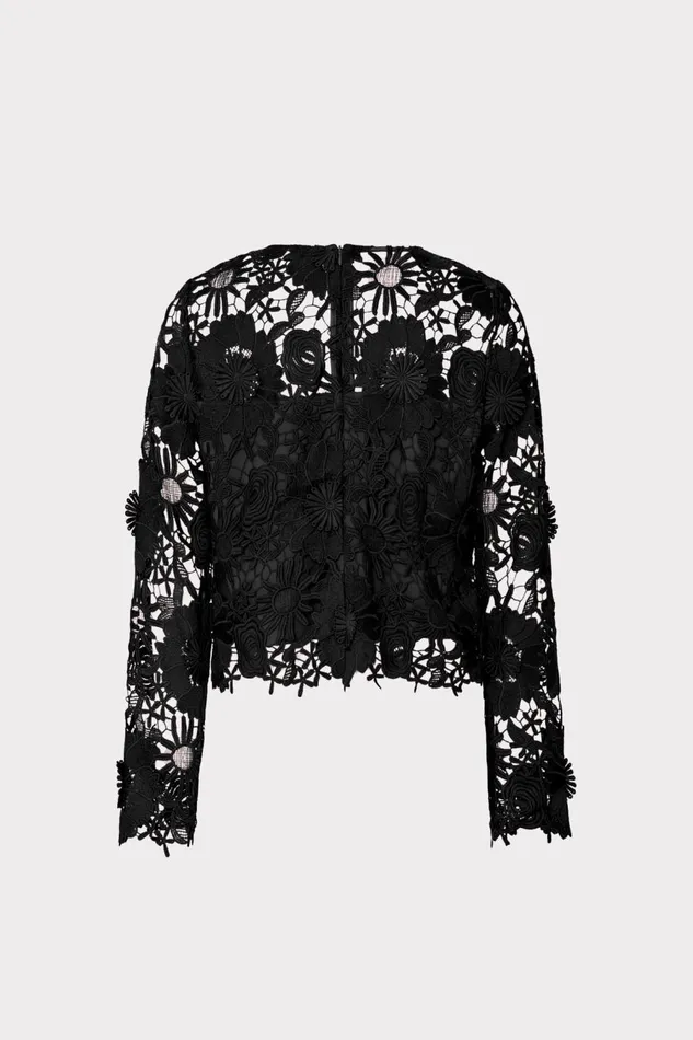 Women Tops Milly Nori Long Sleeve Lace Top Black Women Tops Milly Nori Long Sleeve Lace Top Black