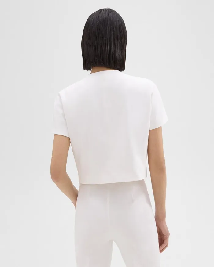 Women Tops Theory DoubleBreasted Crop Top In Crepe Ivory
