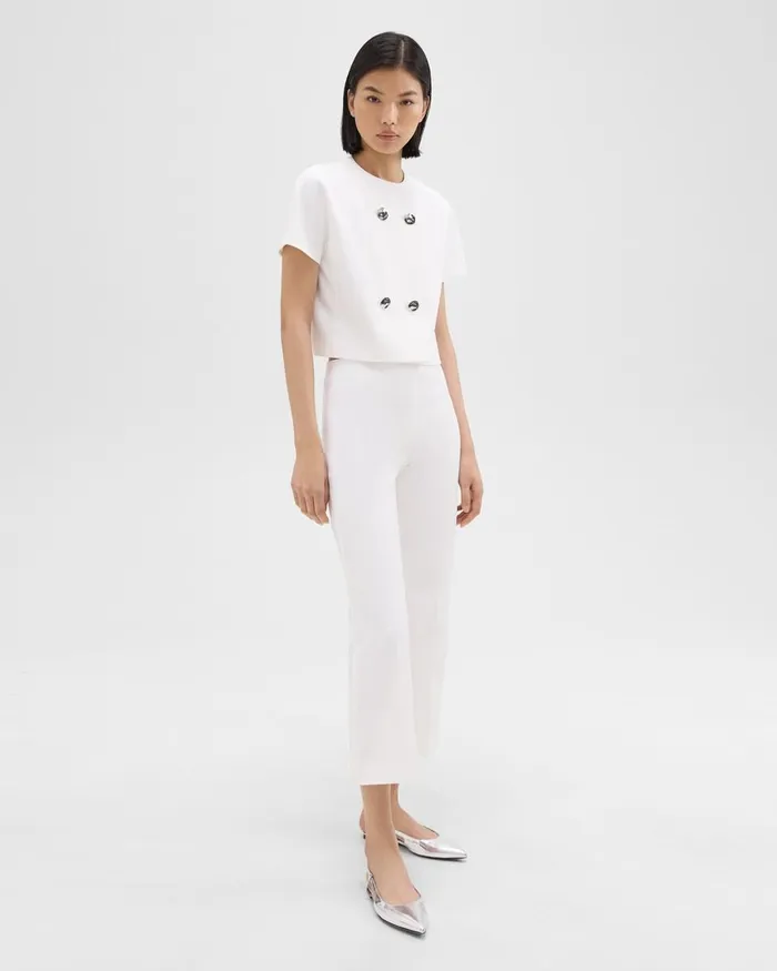 Women Tops Theory DoubleBreasted Crop Top In Crepe Ivory