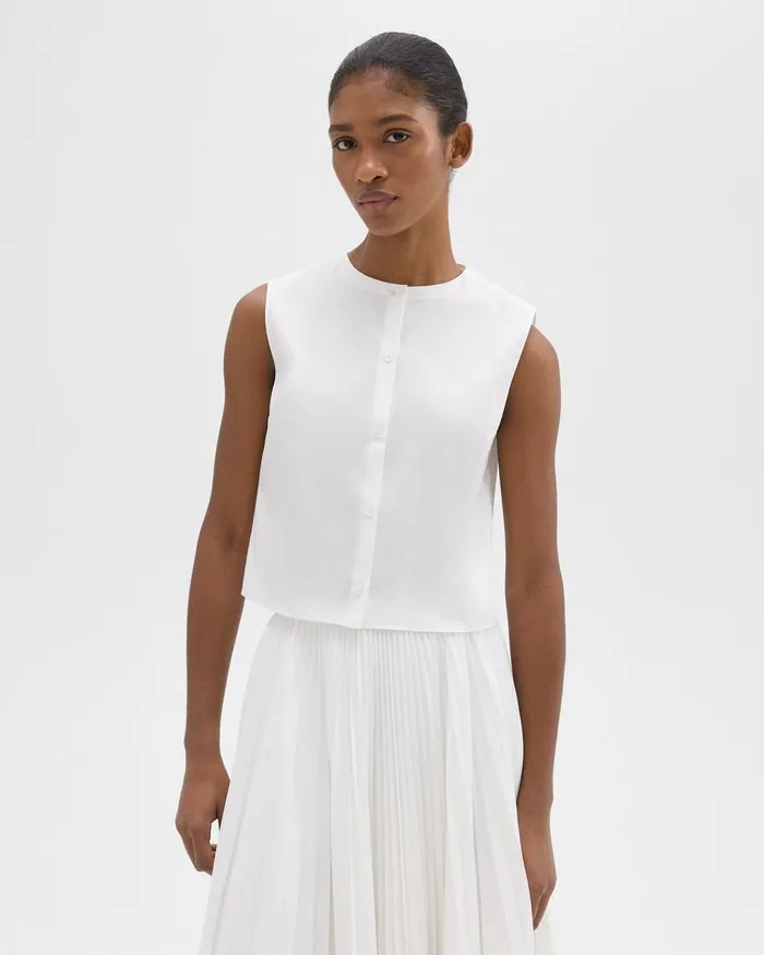 Women Tops Theory Shell Top In Good Cotton White