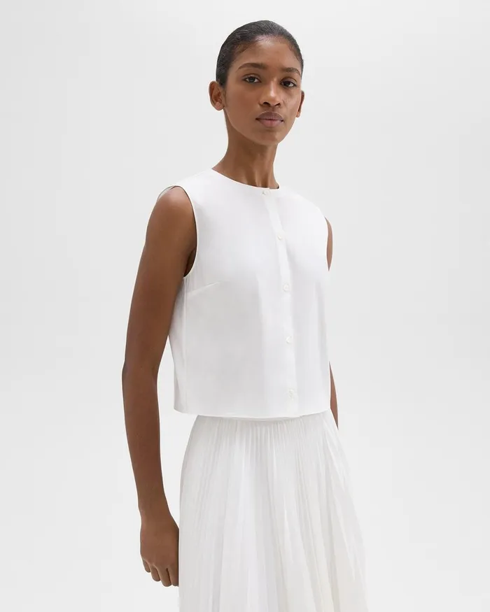Women Tops Theory Shell Top In Good Cotton White