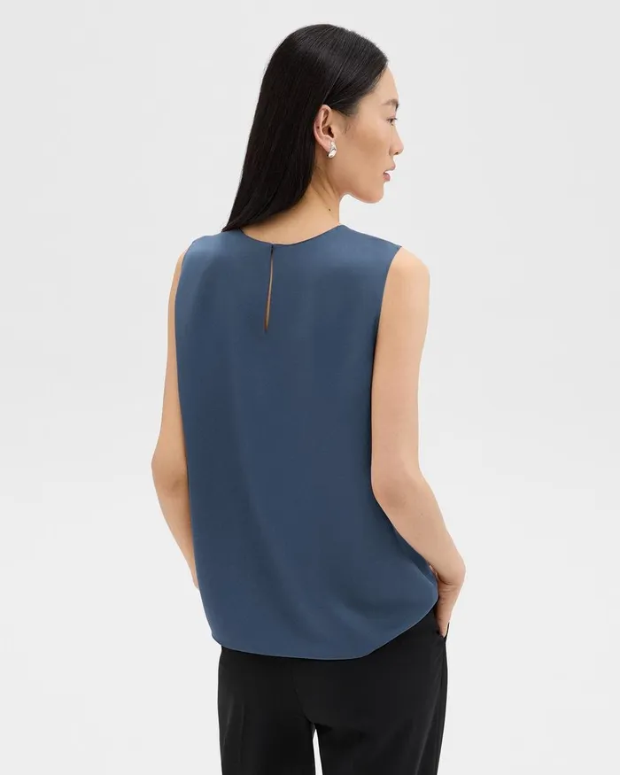 Women Tops Theory Shell Top In Silk Georgette Ash Blue