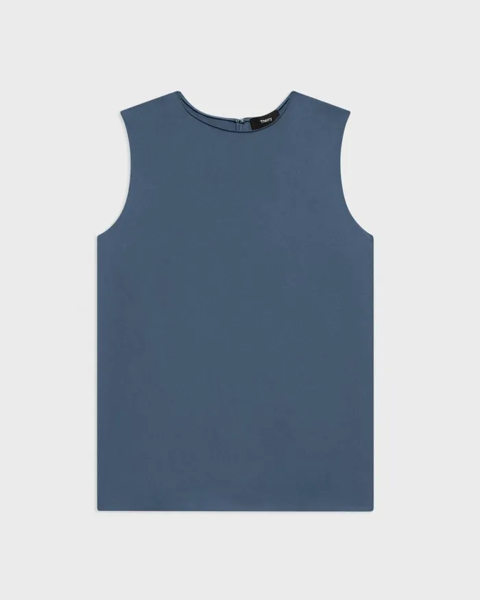 Women Tops Theory Shell Top In Silk Georgette Ash Blue