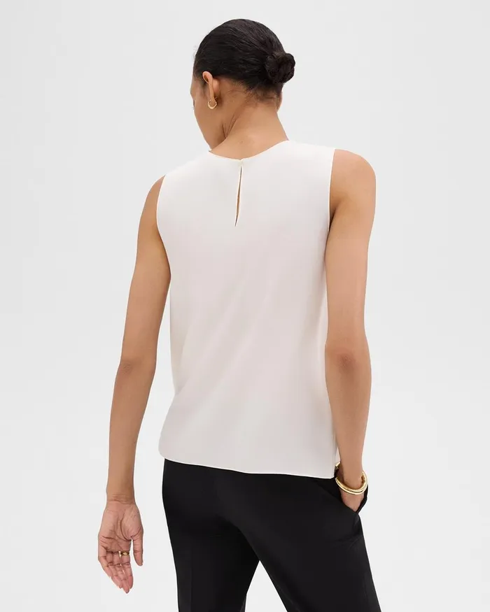 Women Tops Theory Shell Top In Silk Georgette Ivory