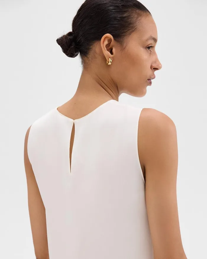 Women Tops Theory Shell Top In Silk Georgette Ivory