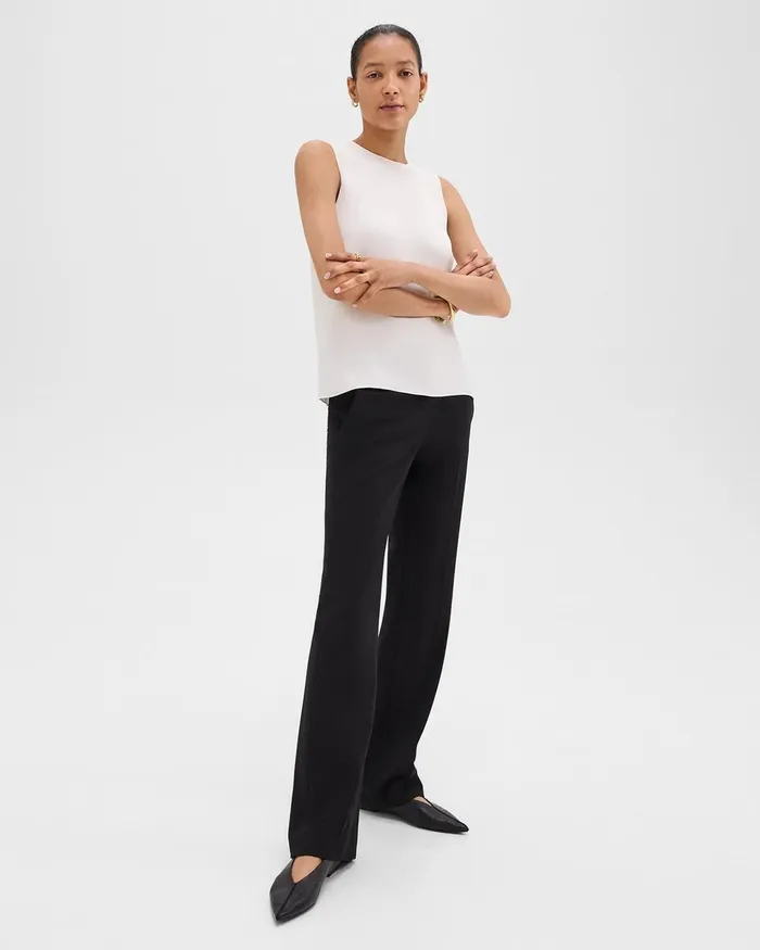 Women Tops Theory Shell Top In Silk Georgette Ivory