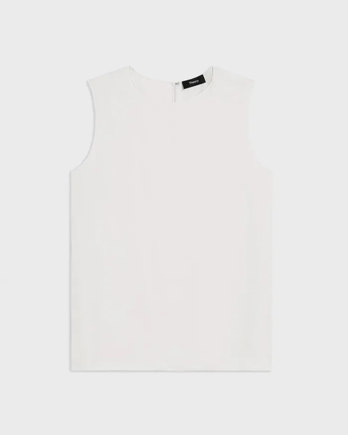 Women Tops Theory Shell Top In Silk Georgette Ivory