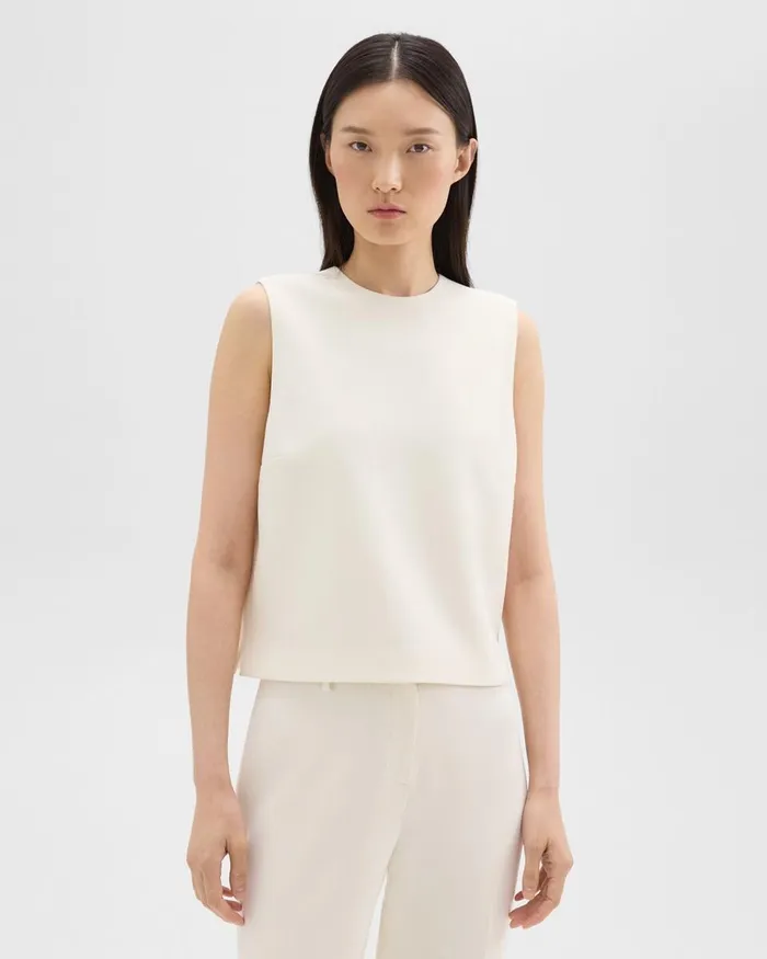 Women Tops Theory Sleeveless Crewneck Top In Admiral Crepe Rice