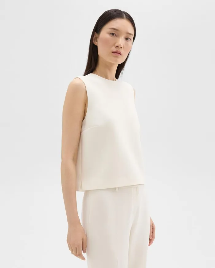 Women Tops Theory Sleeveless Crewneck Top In Admiral Crepe Rice