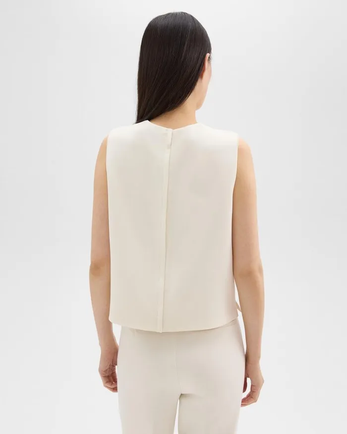 Women Tops Theory Sleeveless Crewneck Top In Admiral Crepe Rice