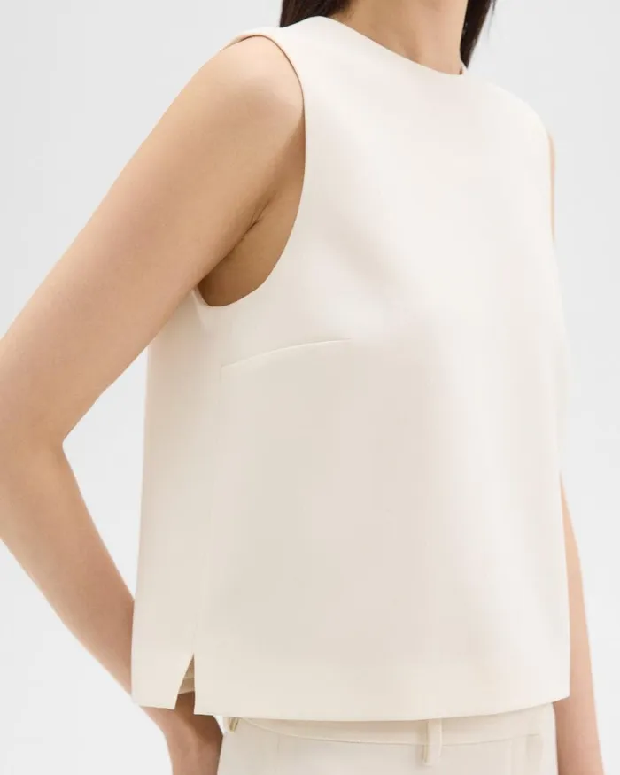 Women Tops Theory Sleeveless Crewneck Top In Admiral Crepe Rice