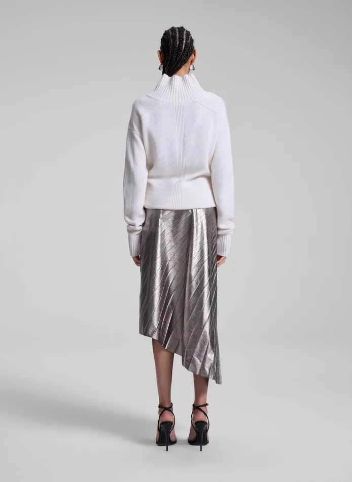 Women Tracy Metallic Vegan Leather Skirt Smoky Silver ALC Bottoms