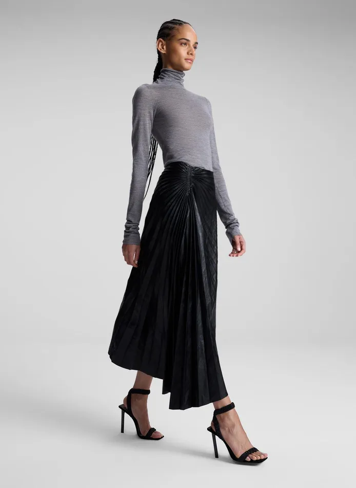 Women Tracy Textured Vegan Leather Skirt Black ALC Skirts
