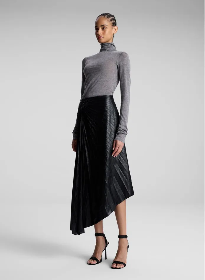 Women Tracy Textured Vegan Leather Skirt Black ALC Skirts