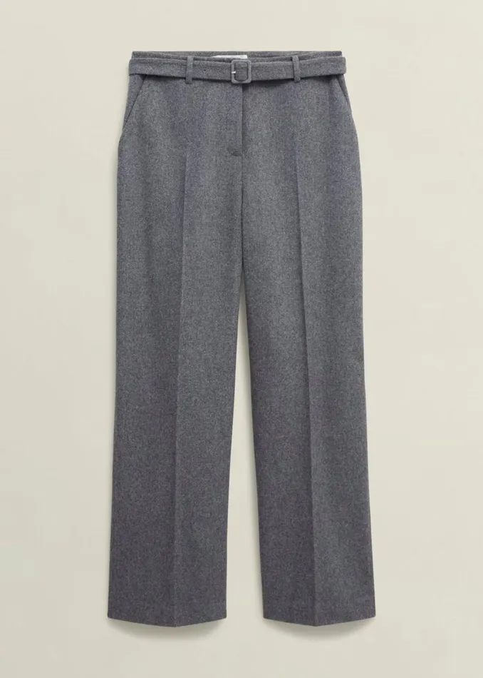 Women Trousers Hobbs Elsie Wool Blend Wide Trousers Grey