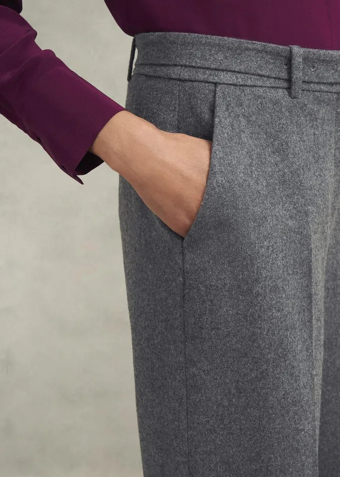 Women Trousers Hobbs Elsie Wool Blend Wide Trousers Grey