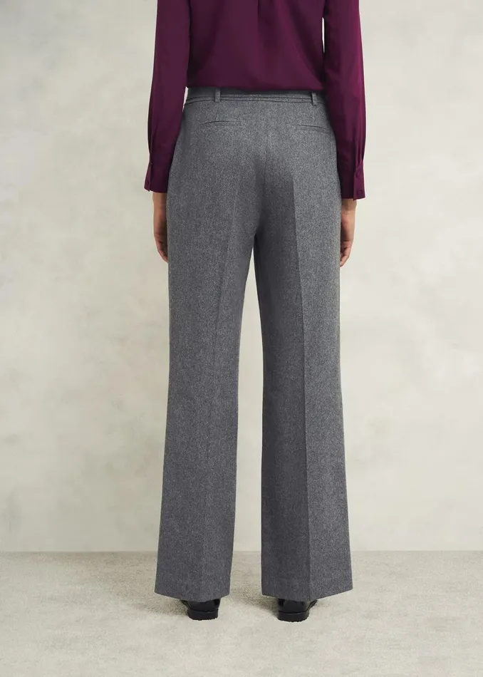 Women Trousers Hobbs Elsie Wool Blend Wide Trousers Grey