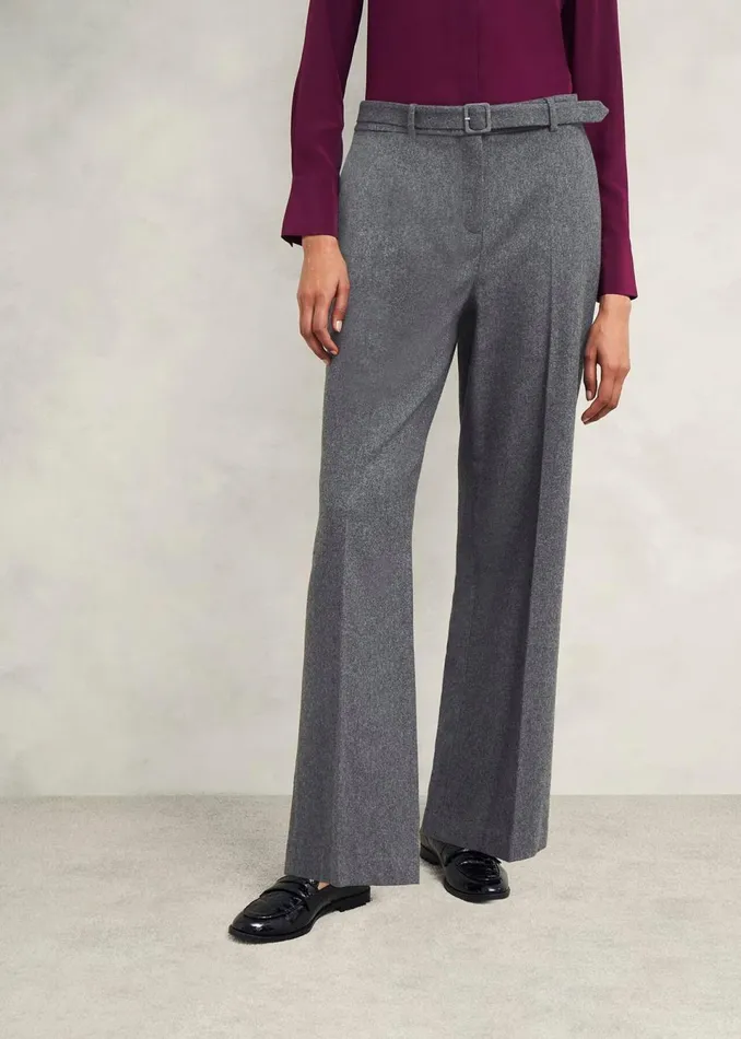 Women Trousers Hobbs Elsie Wool Blend Wide Trousers Grey